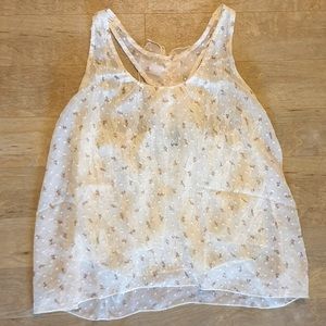 Rachael & Chloe Sleeveless Boho Floral Top Womens Medium Cream Style T41491